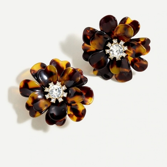 J. Crew Jewelry - J. Crew Full Bloom Flower Earrings in Tortoise